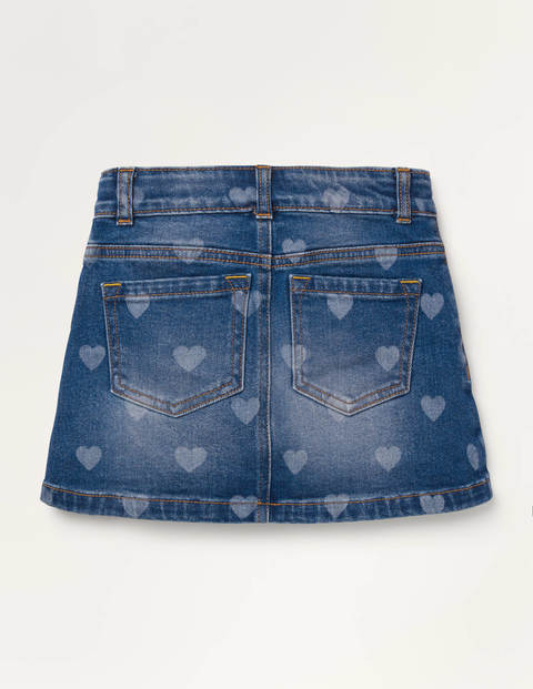 Five Pocket Denim Skirt - Mid Vintage Hearts Five Pocket Denim Skirt - Mid Vintage Hearts