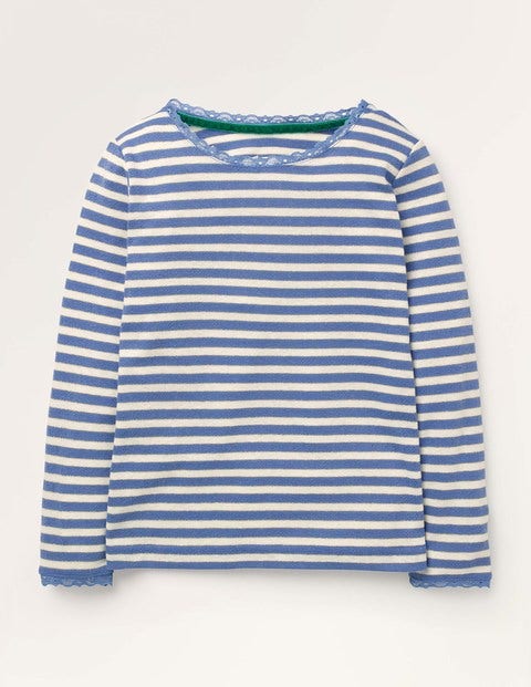 Glitzerndes Pointelle-T-Shirt - Meerblau/Gold, Lurex Glitzerndes Pointelle-T-Shirt - Meerblau/Gold, Lurex