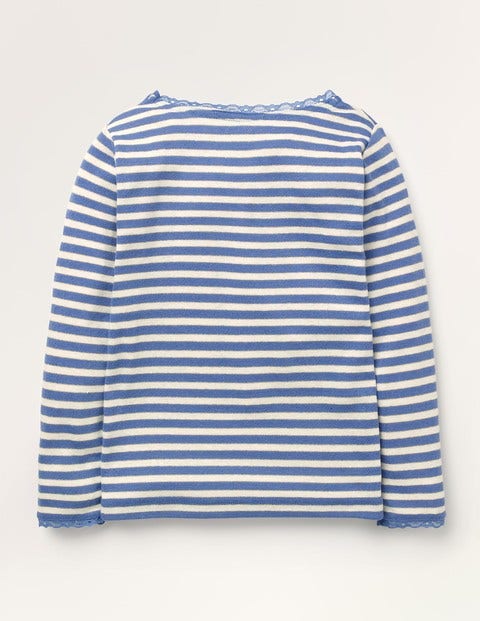 Glitzerndes Pointelle-T-Shirt - Meerblau/Gold, Lurex Glitzerndes Pointelle-T-Shirt - Meerblau/Gold, Lurex