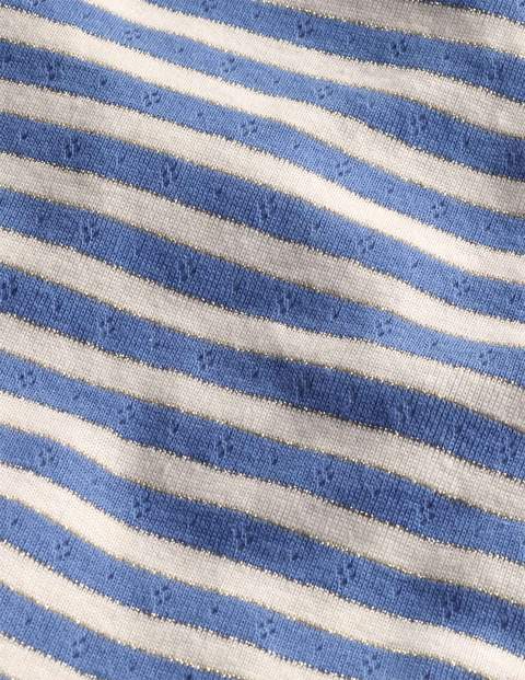 Glitzerndes Pointelle-T-Shirt - Meerblau/Gold, Lurex Glitzerndes Pointelle-T-Shirt - Meerblau/Gold, Lurex