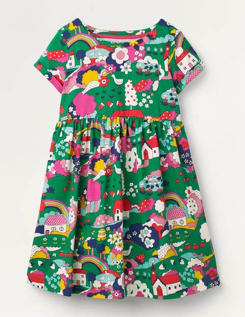 Fun Jersey Dress - Highland Green Village Scene Fun Jersey Dress - Highland Green Village Scene