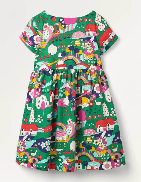 Fun Jersey Dress - Highland Green Village Scene Fun Jersey Dress - Highland Green Village Scene