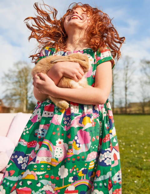 Fun Jersey Dress - Highland Green Village Scene Fun Jersey Dress - Highland Green Village Scene