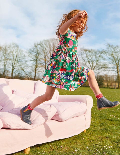 Fun Jersey Dress - Highland Green Village Scene Fun Jersey Dress - Highland Green Village Scene