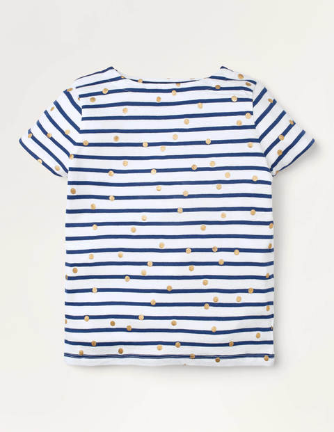 Kurzärmliges Bretonshirt - Goldglitzer, Konfettitupfen Kurzärmliges Bretonshirt - Goldglitzer, Konfettitupfen