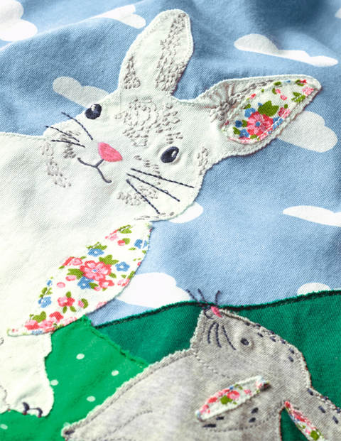 Big Appliqué Jersey Dress - Frosted Blue Bunnies Big Appliqué Jersey Dress - Frosted Blue Bunnies