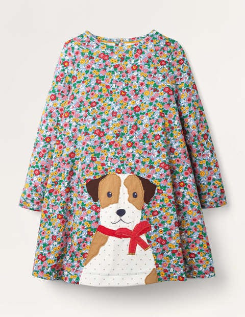 Big Appliqué Jersey Dress - Vintage Floral Sprout Big Appliqué Jersey Dress - Vintage Floral Sprout
