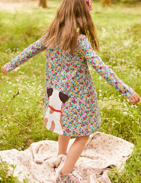 Big Appliqué Jersey Dress - Vintage Floral Sprout Big Appliqué Jersey Dress - Vintage Floral Sprout