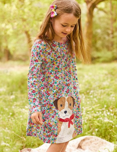 Big Appliqué Jersey Dress - Vintage Floral Sprout Big Appliqué Jersey Dress - Vintage Floral Sprout