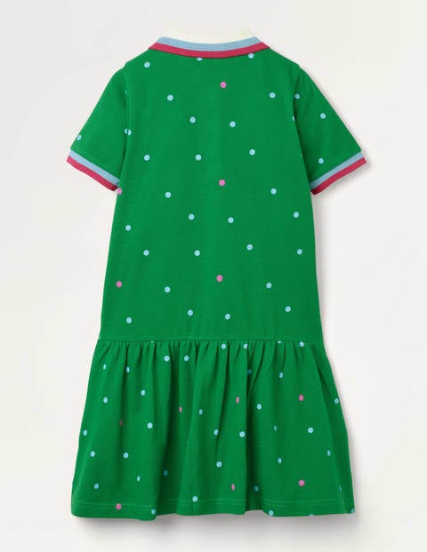Gepunktetes Polo-Jerseykleid - Schottengrün, Getupft Gepunktetes Polo-Jerseykleid - Schottengrün, Getupft