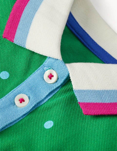 Gepunktetes Polo-Jerseykleid - Schottengrün, Getupft Gepunktetes Polo-Jerseykleid - Schottengrün, Getupft