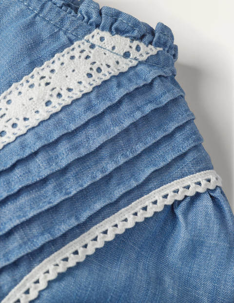 Lace Detail Woven Dress - Chambray Lace Detail Woven Dress - Chambray