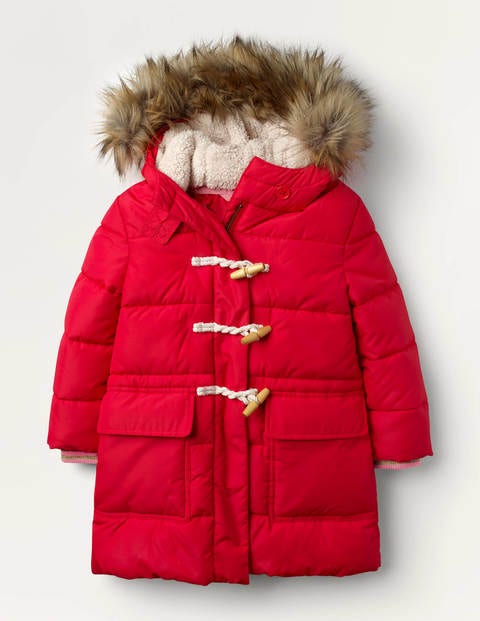 Longline Padded Jacket - Summer Poppy Red Longline Padded Jacket - Summer Poppy Red