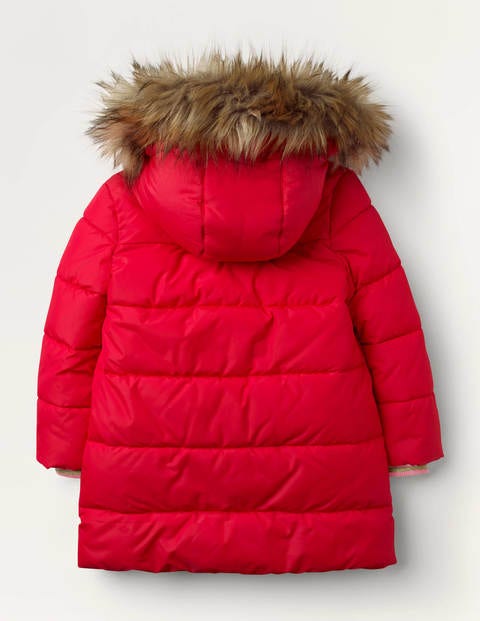 Longline Padded Jacket - Summer Poppy Red Longline Padded Jacket - Summer Poppy Red