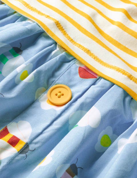 Kleid mit Mustermix - Eisblau, Geometrisches Bienenmuster Kleid mit Mustermix - Eisblau, Geometrisches Bienenmuster