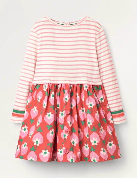 Hotchpotch Dress - Pale Red Geo Strawberry Hotchpotch Dress - Pale Red Geo Strawberry