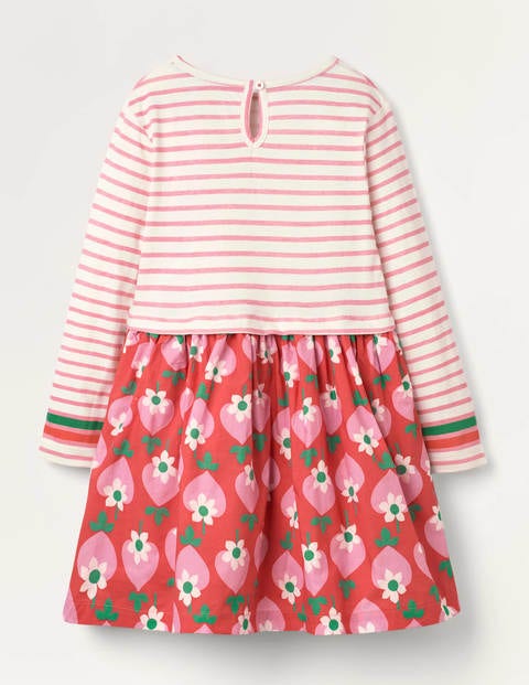 Hotchpotch Dress - Pale Red Geo Strawberry Hotchpotch Dress - Pale Red Geo Strawberry