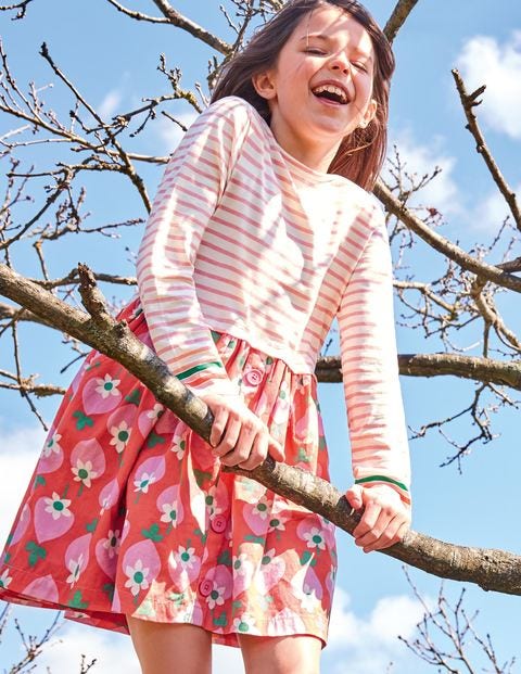 Hotchpotch Dress - Pale Red Geo Strawberry Hotchpotch Dress - Pale Red Geo Strawberry