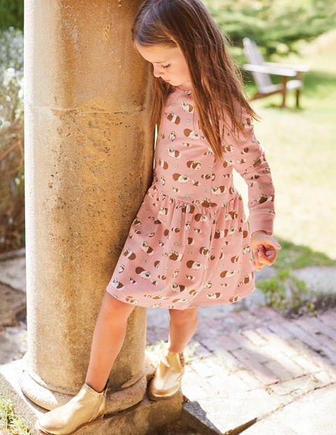 Robe imprimée en jersey - Cochons d'Inde rose craie Robe imprimée en jersey - Cochons d'Inde rose craie