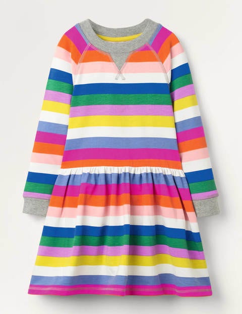 Jersey Printed Dress - Brilliant Blue Multistripe Jersey Printed Dress - Brilliant Blue Multistripe