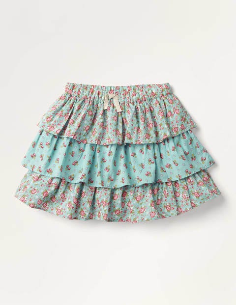 Lagenrock mit Vintage-Blumen - Pastellblau, Vintage-Blumen Lagenrock mit Vintage-Blumen - Pastellblau, Vintage-Blumen