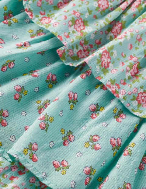 Lagenrock mit Vintage-Blumen - Pastellblau, Vintage-Blumen Lagenrock mit Vintage-Blumen - Pastellblau, Vintage-Blumen