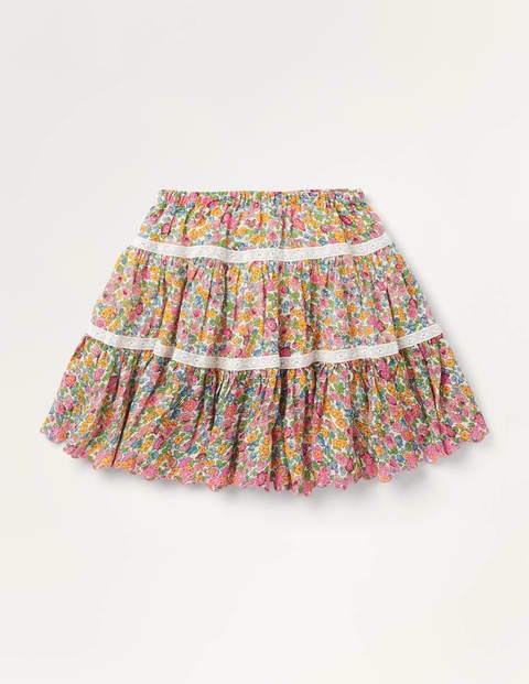 Lace Woven Twirly Skirt - Multi Vintage Floral Lace Woven Twirly Skirt - Multi Vintage Floral