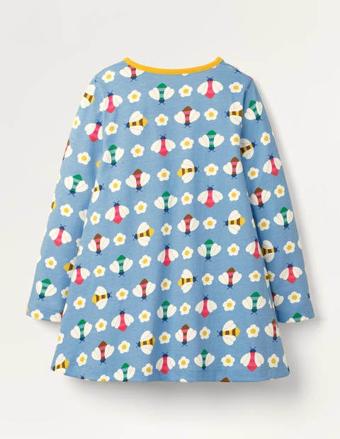 Printed Jersey Pocket Tunic - Frosted Blue Geo Bee Printed Jersey Pocket Tunic - Frosted Blue Geo Bee