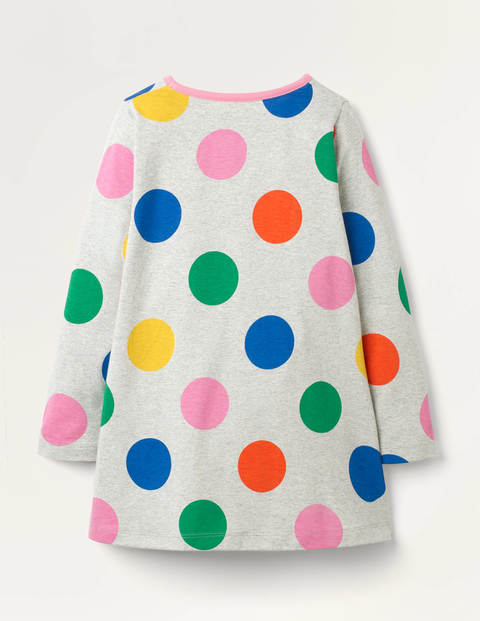 Printed Jersey Pocket Tunic - Grey Marl Multi Large Spot Printed Jersey Pocket Tunic - Grey Marl Multi Large Spot