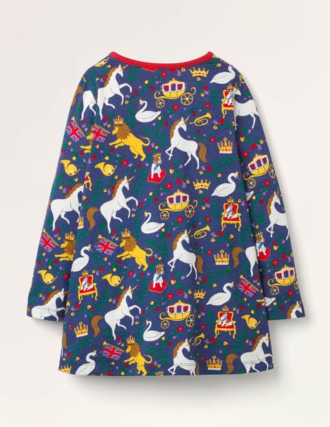 Printed Jersey Pocket Tunic - Navy Great British Toile Printed Jersey Pocket Tunic - Navy Great British Toile