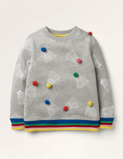 Pom Cosy Sweatshirt - Grey Marl Shuttlecock Pom Cosy Sweatshirt - Grey Marl Shuttlecock