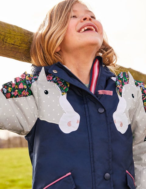 Anorak mit Sherpa-Futter - Schuluniform-Navy, Pferd Anorak mit Sherpa-Futter - Schuluniform-Navy, Pferd