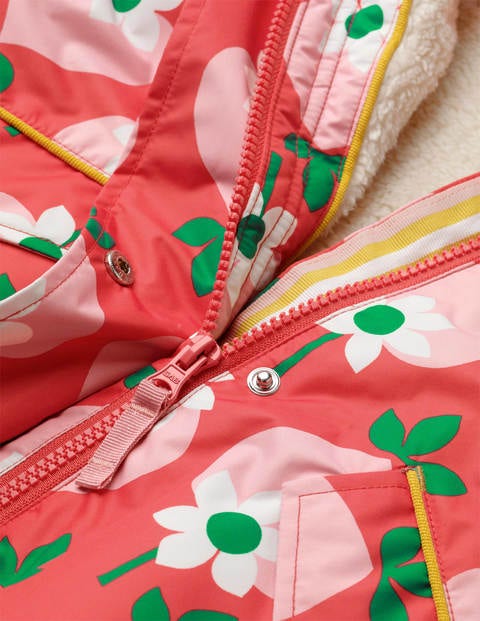 Sherpa-lined Anorak - Pale Red Geo Strawberry Sherpa-lined Anorak - Pale Red Geo Strawberry