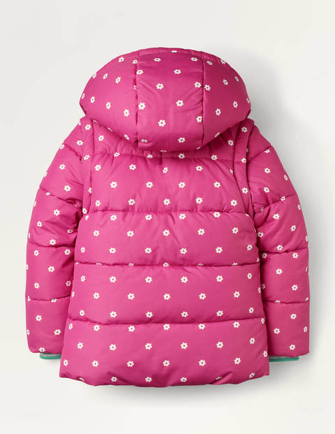 Cosy 2 in 1 Padded Jacket - Tickled Pink Geo Flower Cosy 2 in 1 Padded Jacket - Tickled Pink Geo Flower