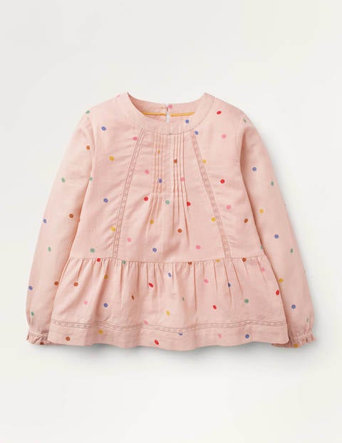 Lace Insert Woven Top - Provence Pink Confetti Spot Lace Insert Woven Top - Provence Pink Confetti Spot
