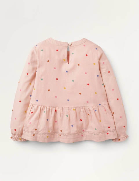 Lace Insert Woven Top - Provence Pink Confetti Spot Lace Insert Woven Top - Provence Pink Confetti Spot
