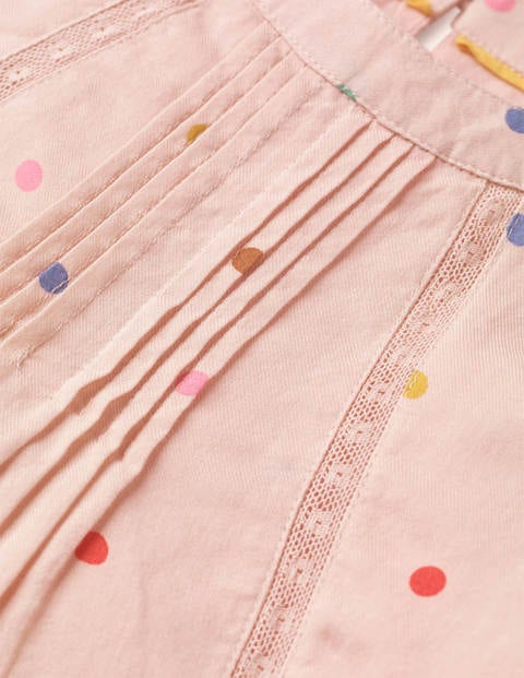 Lace Insert Woven Top - Provence Pink Confetti Spot Lace Insert Woven Top - Provence Pink Confetti Spot