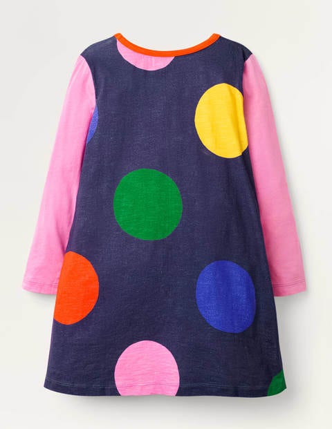 Fun Pocket Jersey Dress - College Navy Multi Jumbo Spot Fun Pocket Jersey Dress - College Navy Multi Jumbo Spot