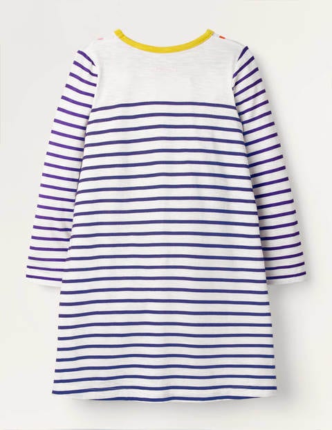Fröhliches Jerseykleid mit Tasche - Schuluniform-Navy, Verstreute Tupfen Fröhliches Jerseykleid mit Tasche - Schuluniform-Navy, Verstreute Tupfen