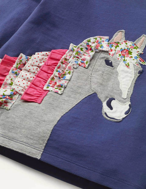 Ruffle Appliqué T-shirt - Starboard Blue Horse Ruffle Appliqué T-shirt - Starboard Blue Horse