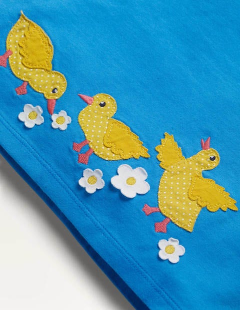 Oberteil mit Applikationen vorne und hinten - Tiefblau, Gänse Oberteil mit Applikationen vorne und hinten - Tiefblau, Gänse