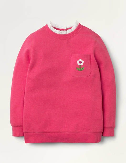 Cosy Broderie Sweatshirt - Berry Purple Marl Flower Cosy Broderie Sweatshirt - Berry Purple Marl Flower