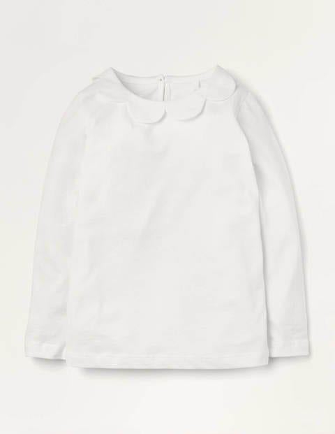 Woven Collar Jersey Top - White Woven Collar Jersey Top - White