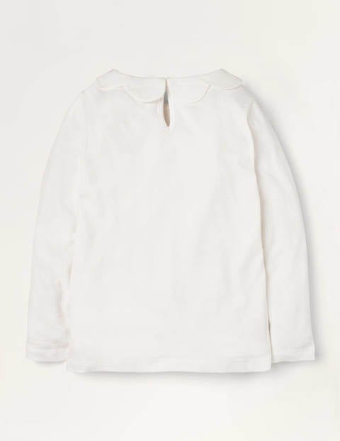 Woven Collar Jersey Top - White Woven Collar Jersey Top - White