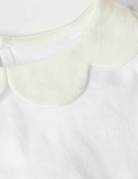 Woven Collar Jersey Top - White Woven Collar Jersey Top - White