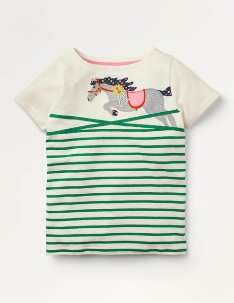 Bretonshirt mit Tierapplikation - Schottengrün, Pferd Bretonshirt mit Tierapplikation - Schottengrün, Pferd