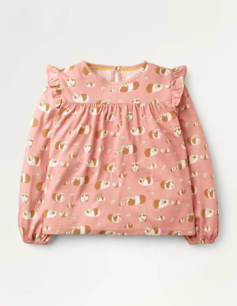 Floaty Printed Ruffle Top - Chalky Pink Guinea Pig Floaty Printed Ruffle Top - Chalky Pink Guinea Pig