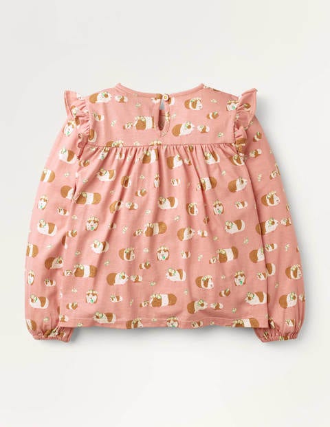 Floaty Printed Ruffle Top - Chalky Pink Guinea Pig Floaty Printed Ruffle Top - Chalky Pink Guinea Pig