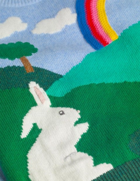 Pullover mit Häschenszene - Eisblau, Häschen Pullover mit Häschenszene - Eisblau, Häschen