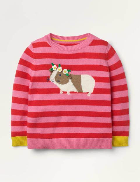 Guinea Pig Stripy Jumper - Formica Pink/ Poppy Red Guinea Pig Stripy Jumper - Formica Pink/ Poppy Red